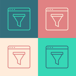 pop art line browser window icon isolated on color vector image