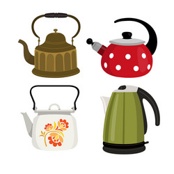 set teapots flat design style vector