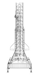 Space rocket on launch pad rendering of 3d vector