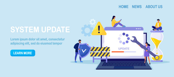 system update tiny programmers upgrading vector image