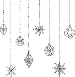 winter hand drawn toys and snowflakes collection Vector Image
