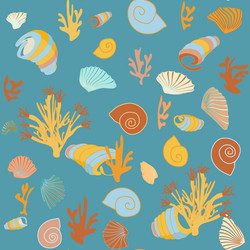 a pattern without background of colorful shells vector image