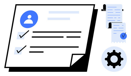 checklist and documents with user profile gear vector image