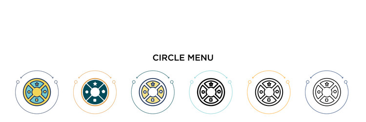 circle menu icon in filled thin line outline vector image