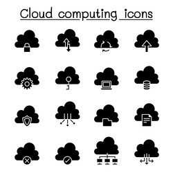 cloud computing icon set in glyph style vector image