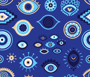 Evil Eye Seamless Pattern vector image