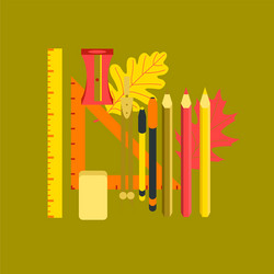 flat icon on stylish background pencils pens ruler vector image