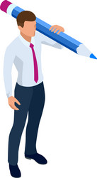 isometric businessman isolated on write creating vector image