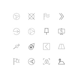 maps and navigation linear thin icons set vector image