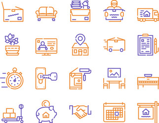 moving items color linear icons set vector