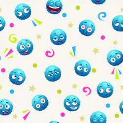 Seamless pattern with funny blue round characters vector