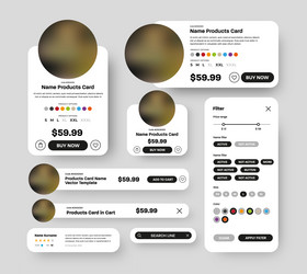 set of product ui cards with round elements vector