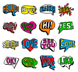 set of speech bubbles pixel art design vector image