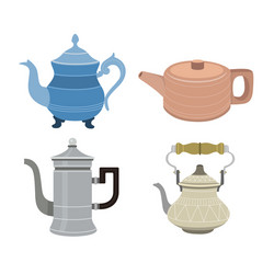 Set teapots flat design style vector