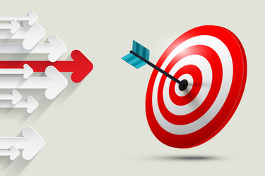 Arrows with dart on target business and marketing vector