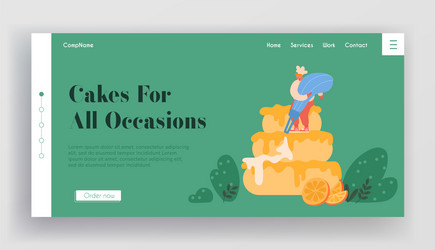 bakery website landing page chef character vector