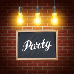 Classic light bulbs on rustic brick wall vector