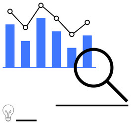 data analysis with bar graph trend line vector image