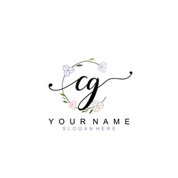 elegant floral initial logo designs with cg Vector Image