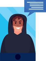 hacker man character speech bubble vector image