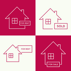 house with a sign for rent vector