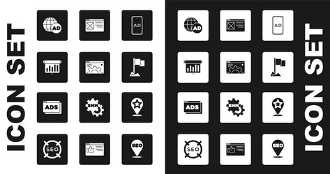 set advertising browser setting board with graph vector image