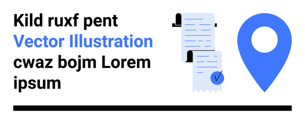 text with two documents and pin icon in blue vector image
