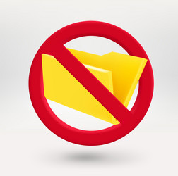 yellow folder icon in red circle with crossed vector image