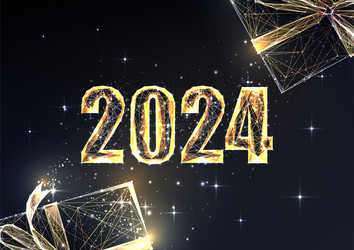 abstract gold 2024 happy new year digital web vector image