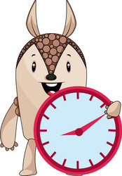 armadillo with clock on white background vector