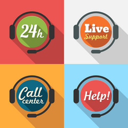Call Center Support Icon Set vector image