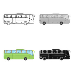 green tour bus icon in cartoon style isolated vector