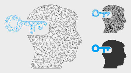 intellect key mesh wire frame model vector image