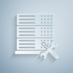 paper cut database server with screwdriver vector image