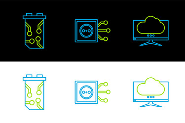 set line computer monitor screen video graphic vector image