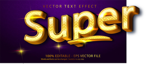 Super text shiny golden style editable effect vector