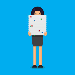worker with stack of papers vector image