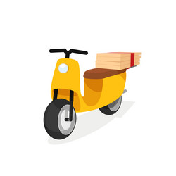 Yellow scooter pizza fast food restaurant vector