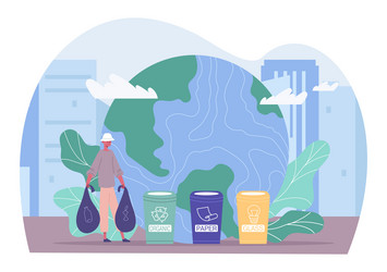 Concept waste sorting and save planet earth eco vector