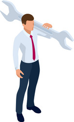 isometric businessman isolated on write creating vector image