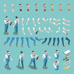 isometric character constructor vector image