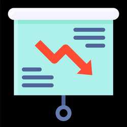 projection screen with decrease arrow icon vector image