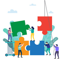 Puzzle Connection - Teamwork Concept vector image