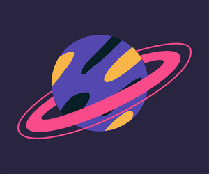 saturn planet with ring as space adventure vector image