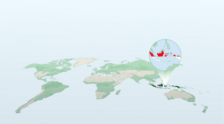 world map in perspective showing the location vector image