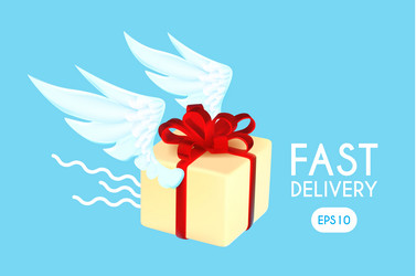 fast delivery concept with speed box wings vector image