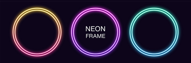 gradient neon circle frame set round vector image