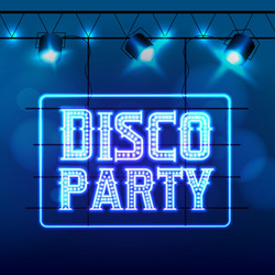 Neon sign disco party night club vector