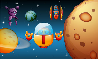 robots are flying in the space vector image