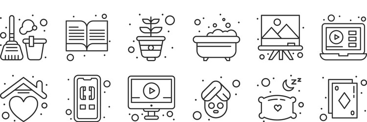 set 12 thin outline icons such as playing card vector image
